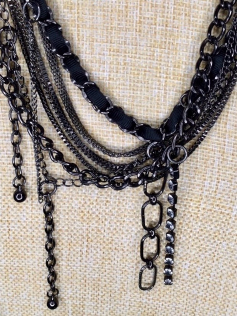 Vtg Y2K Gothic Romantic Black Multi‑Chain Necklace & Coordinating Earrings Set - Picture 8 of 12